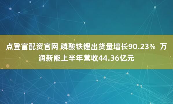 点登富配资官网 磷酸铁锂出货量增长90.23%  万润新能上半年营收44.36亿元